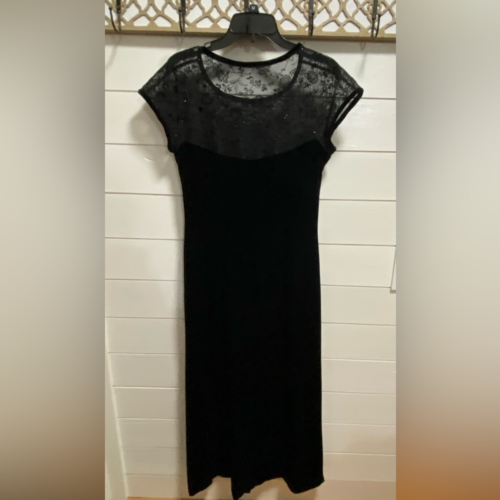 Amanda Lane Long black dress with lace and sparkle at top
